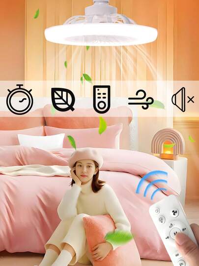 30W Dimmable LED Ceiling Fan Light With Remote Control, Modern Flush Mount Bedroom Fan, 3000K-6500K Adjustable Lighting, Quiet DC Motor, 3 Wind Speeds, Timer, Wall Mountable - No Battery Required ﻿