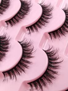 7 Pairs Natural Long False Eyelashes Soft Curly Cartoon Style Full Strip Lashes Suitable For Daily Party Makeup, Cat Eye And Fairy Style Lashes, Create Charming Makeup - Black - View 6