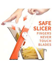 This 8-In-1 Multi-Functional Food Chopper, Slicer, And Salad/Onion Dicer With A Container Features 8 Adjustable Settings And Is A Versatile And Essential Kitchen Tool.  It Includes A Hand Guard, Draining Basket, And Peeler. This Professional Multi-Purpose Kitchen Tool Is Suitable For Potatoes And Other Ingredients And Can Also Be Used As A Slicer - trái cam - Xem 2