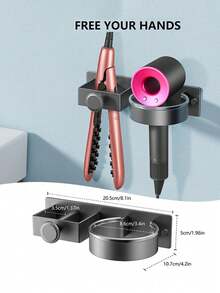 Rose Gold Blow Dryer Holder, Multi-Function Curling Iron Rack, Bathroom Wall-Mounted Storage Shelf, Black ABS Material With Small Drawer, Can Hold High-Power Hair Dryer & Straightener, Heat-Resistant Design, Stable Load-Bearing, Easy Installation Without Drilling, Protect Wall, Organize Beauty Tools, Upgrade Living Quality - View 8