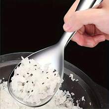 1pc Large Stainless Steel Rice Spoon, Non-Stick Serving Spoon, Thick Long Handle Rice Ladle - View 8