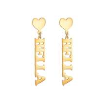 1 Pair Custom Heart Name Stud Earrings, Women's Stainless Steel Material, Handmade Minimalist Christmas Ornament, Perfect Gift Choice - Multicolor - View 8