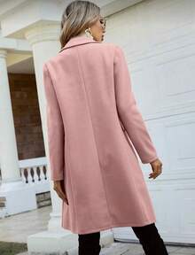 Women's Long Coat In Solid Color00 - 淺粉色 - 查看 2