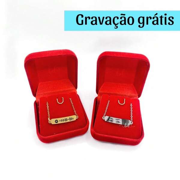 Pulseira Adulto Personalizada Spotify Foto Desenho Casal Amigas Presente Banhada Ouro 18K Prata Com Caixa