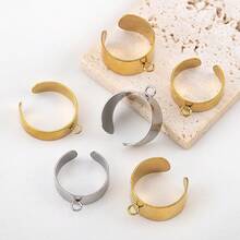 10pcs Stainless Steel Rings With Holes, Open Adjustable Rings, Suitable For DIY Jewelry Making - Ring Setting - View 1