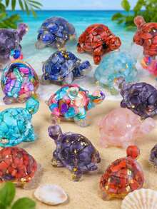 1/3/6/12pcs Multi-Color Crystal & Resin Sea Turtle Decorations - Healing Gemstone Pocket Decor, Suitable For Home Living Room Bedroom Office Aquarium Ornaments - Sea Turtles - View 12