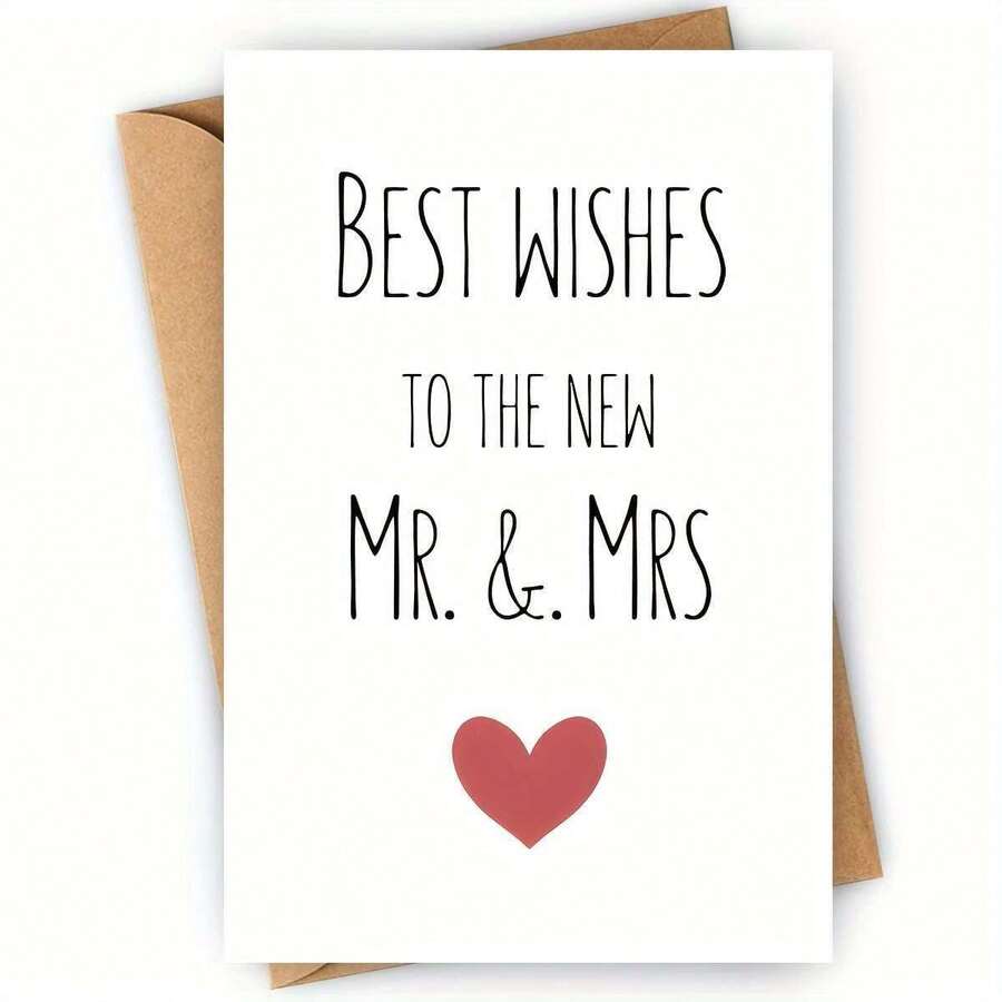 Charming Heart-Shaped Themed Wedding Card With Envelope - The Perfect Choice For Newlyweds And Friends, Cartoon Design, Stationery Gift Packaging, Bridesmaid Gift - A - View 1