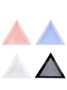 Bandeja de arte de uñas en forma de triángulo blanco para rhinestones y decoraciones, bandeja redonda para accesorios de arte de uñas, caja de almacenamiento de rhinestones de arte de uñas, bandeja de almacenamiento de decoraciones de arte de uñas - Multicolor - Ver 4
