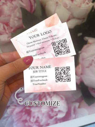 Customized Business Cards, Personalized Cards, Custom Pink Cards, Customizable QR Code Contact Info, Suitable For Business/Work/Office Professionals, Custom Cards, Business Cards, Customized QR Code Cards, Personalized Cards