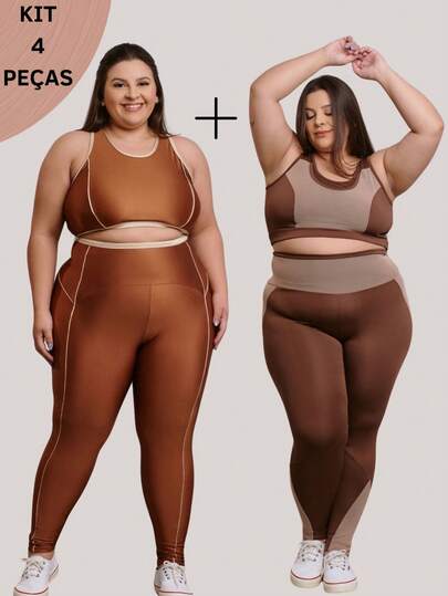 Combo 2 Conjuntos Fitness Academia Verão Plus Size Blogueira 11194/11205/11234/11236