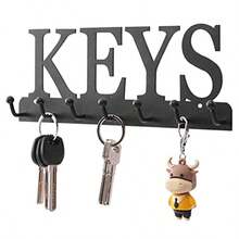 Key Older  Mounted Key Ooks   Rative Wit 7 Ooks Black Metal Key Organizer Rack Anr  Entryway Front Door Allway Office 0X3.7 Inces - Black - View 3