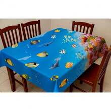 Toalha Térmica de Mesa Tema Peixes – Impermeável, Decorativa e Resistente - Azul - Visão 6