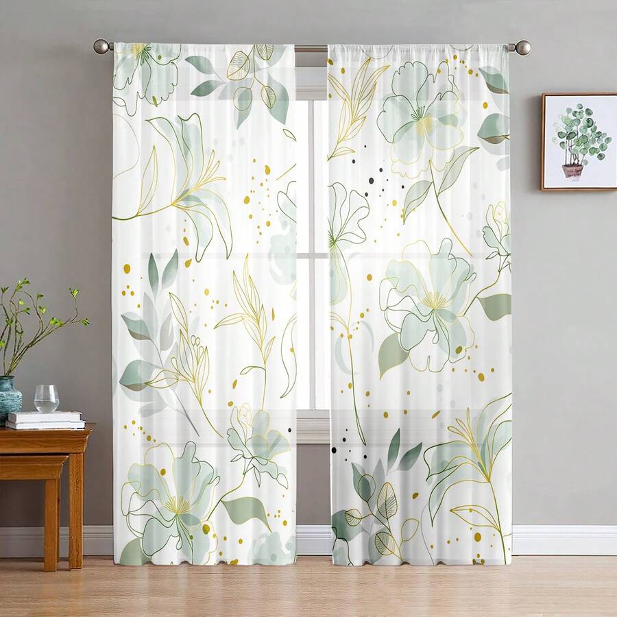 مجموعة ستائر زخرفية شبه شفافة حديثة، مناسبة للغرفة المعيشية، غرفة النوم، منزل الشاطئ، الصيف - متعدد الألوان - مشاهدة 1