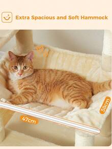 PAWZ Road 64" Cat Tree Sisal Scratching Posts Tower With Large Perch Hammock For All Indoor Cats, Beige - 米色 - 查看 6