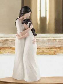 1pc Creative Resin Crafted Mother And Daughter Hugging Statue, Home Decor, Birthday/Mother's Day Gift, Gift For Mom, Daughter, Friends, Graduation - Multicolor - View 5