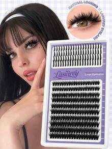 Lasvirey 200片装自然奢华交叉睫毛簇，纤细柔软单根睫毛，9-16毫米，DIY簇状睫毛，蓬松浓密3D仿貂毛睫毛，自然妆效，可重复使用，适合大多数眼型 - 查看 3