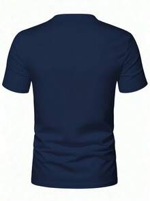 GRDR Men's Fashionable V-Neck Short Sleeve T-Shirt | Exquisite Design | Summer Essential | Easy To Match | Showcase Your Style - Navy Blue - View 4