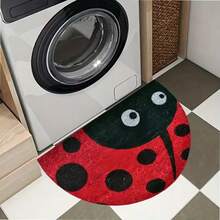1pc Red & Black Ladybug Half-Round Rug, Cute Entryway Decor Mat, Natural Style Bathroom Doormat, Suitable For Entryway, Bathroom, Multiple Sizes Available, Decorative Carpet, Bedroom Decor, Small Rug, Carpet, Home Decor, Living Room Rug, Living Room Small Rug, Bedroom Rug, Living Room Home Decor, Outdoor Rug, Washable Rug - Multicolor - View 6