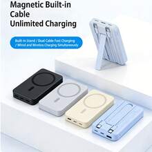 Fast Charging Magnetic Wireless Power Bank 10000mAh High-Speed Fast Charging Portable Power Bank – Built-In USB-C Charging Cable With Convenient Foldable Phone Stand & Dual Output Ports, Wide Compatibility With IPhone17/16/15/14/13 & All Android Devices, Ultra-Compact Lightweight Design Easy To Carry Anywhere, Perfect Holiday & Birthday Gift For Family And Friends, Valentine's Day Gift - Apricot - View 8