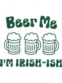 St. Patrick's Day "I'm Irish, I Drink Beer" Graphic Short Sleeve T-Shirt, Suitable For Bar Crawl Partytops For Women/Tops For Women/ - 白色 - 查看 4