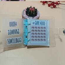 1pc Cash Savings Passbook, PVC Cover 3-Ring Binder - Pink - View 6