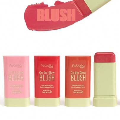 Blush multi-funções  Stick -Cor natural de longa duração, Batom e Sombra Maquiagem Febella