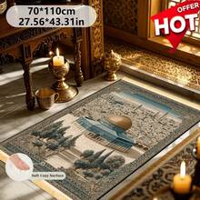 1件装豪华祈祷垫，带膝垫，可折叠防滑地毯设计，带流苏，适合家庭或大型聚会使用 - 彩色 - 查看 13