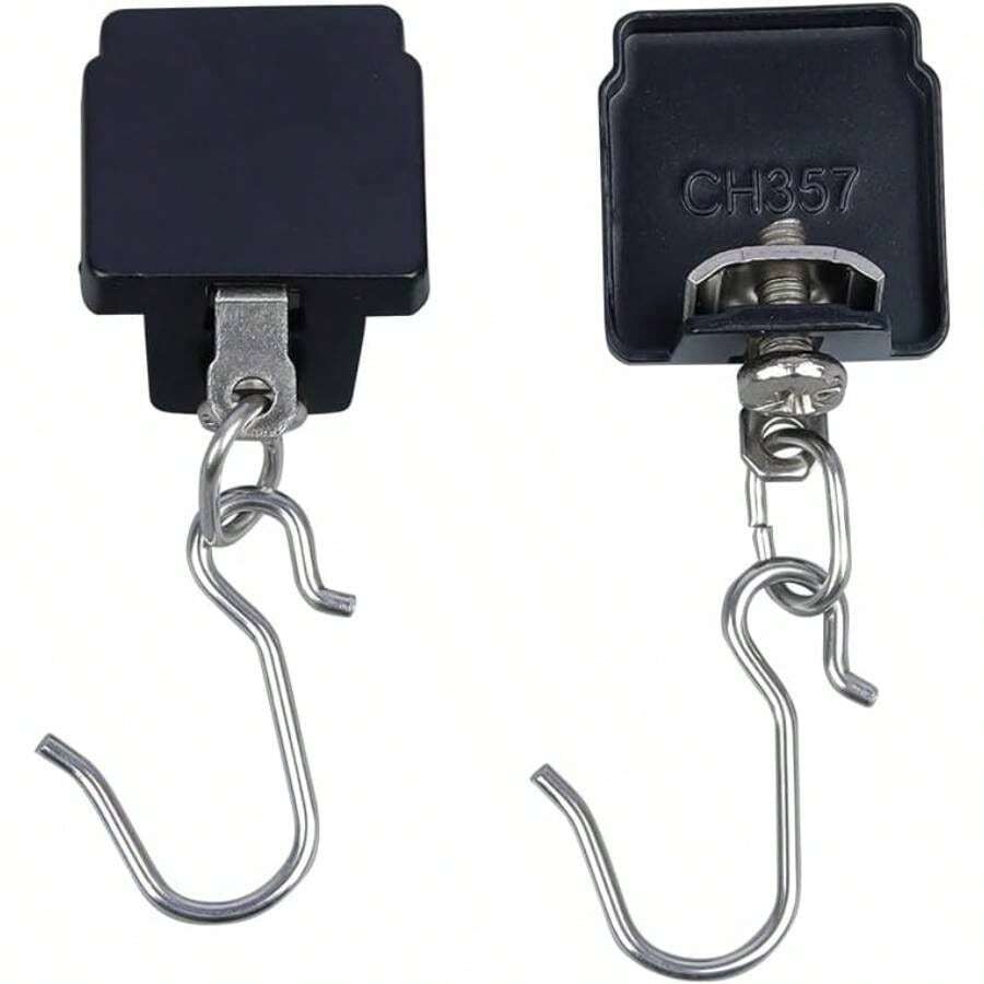 2 - Pack Track End Caps With Hooks Ceiling Curtain Track 2, Black - 2 + Black - View 1