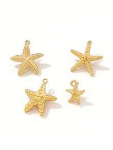 3pcs Stainless Steel Starfish Pendant Findings Fashion 18K Gold Plating Waterproof Ocean Charms For DIY Jewelry Making Accessories - Pendants - View 1