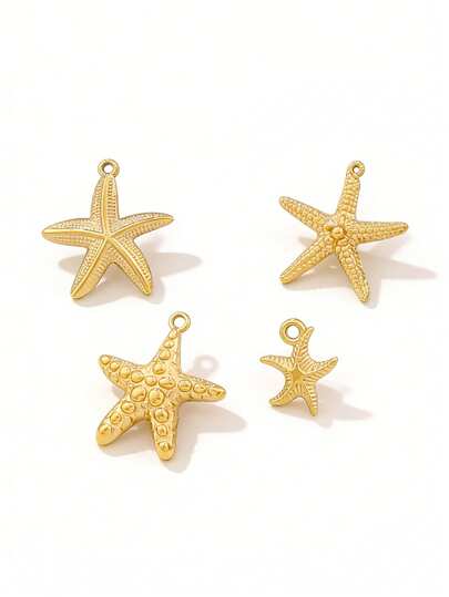 3pcs Stainless Steel Starfish Pendant Findings Fashion 18K Gold Plating Waterproof Ocean Charms For DIY Jewelry Making Accessories