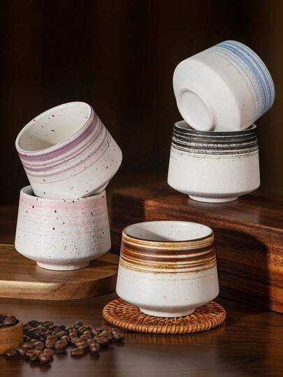 yeefeeco 1 Vintage Handmade Thickened Ceramic Coffee Cup/Mug, Suitable For Families And Parties, Can Be Used As An Espresso Cup, High-End Milk Cup, Coffee Accessory, Holiday Gift, With A Capacity Of 180 Milliliters, Making It An Ideal Gift For Saudi Arabia's National Day.