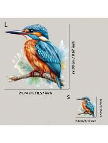1pc/2pcs/3pcs Kingfisher Perched On Branch Heat Transfer Sticker, Suitable For DIY T-Shirts, Jeans, Pillows, Backpacks, Hats And Sofa Covers, Waterproof, Fade-Resistant, Durable, Washable Plastic Sticker, Funny Pattern, Textile Decoration, Clothing Embellishment, Craft Hobby - L - View 3