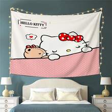 SANRIO 1件三丽鸥Hello Kitty可爱挂毯 | 可爱卡通动漫墙饰，适用于客厅、卧室、宿舍装饰，涤纶面料，家居装饰礼物，粉丝之选 - 彩色 - 查看 6