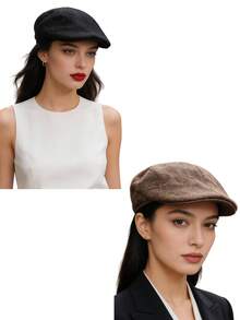 1/2 Stücke Retro Zeitungsjungen Mütze, Vintage Stil Ivy Mütze, leicht atmungsaktive flache Kappe, unisex niedliche karierte Zeitungsjungen Mütze, unisex neutrale Baker Boy Mütze, weicher Taxifahrer Hut, Y2K Streetwear Accessoire, geeignet für Lässig, Reisen und Wochenende - Verschiedenfarbig - Übersicht 20