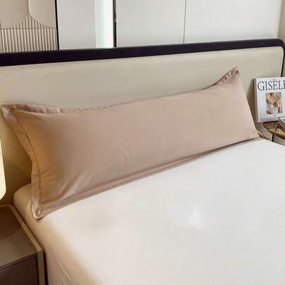 1 pieza Funda de almohada decorativa y suave de unicolor, funda de almohada para pareja, funda de almohada doble, protector de almohada larga y llana, multiusos, adecuado para el hogar, hotel, vacaciones, diseño decorativo con cremallera, sin relleno, extraíble y lavable, fácil de transportar