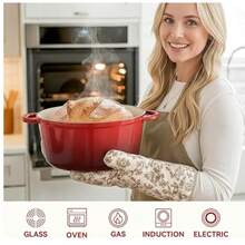 Enameled Cast Iron Dutch Oven With Lid Recipe, Heavy Duty Casserole Pot, Dual Handles, Suitable For Stewing, Braising, Roasting And Baking - View 1