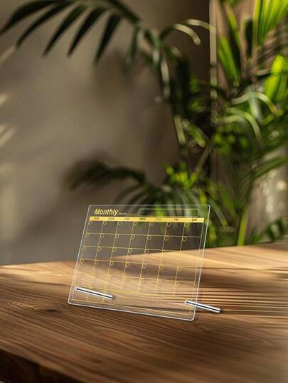 1pc Gold Acrylic 2-Hole Memo Board (6 White Board Markers Included), Erasable Office Desk Planner, Home Message Board, Work Weekly/Monthly Blank Schedule