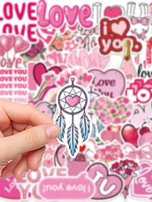 50pcs Love Stickers Confession Aesthetic For Journal, Phone Case, Tablet, Water Bottle, Desk, Luggage, Waterproof Decals - Multicolor - View 7