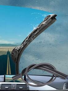 2pcs/Set Windshield Wiper Blades, Frameless Car Wiper Rubber Strips (Each Rubber Strip Can Be Divided Into 2) - Black - View 2