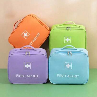 1pc/2pcs Large Capacity First Aid Kit Set, Made Of Oxford Cloth With Smart Compartments. Reusable Zipper Medication Storage Organizer Bag, Portable Fabric Medical Bag Suitable For Home, Travel, Office And Outdoor. Multifunctional Epidemic Prevention Emergency Supplies, Practical Daily Essential, Ideal Holiday Gift For Family And Friends.