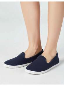 Kit Of 2 Pairs Of Women's Casual Flexible Lightweight Soft Comfortable Flats - Azul marino + rojo - Ver 7