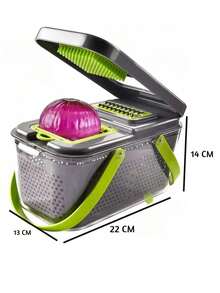 Picador de Verduras 22 en 1, Juego de Cortador de Verduras Multifuncional, Fácil de Operar, Ayudante de Cocina para Frutas, Verduras y Ensaladas - Gris - Ver 2