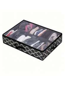 Sturdy Under Bed Shoe Storage Organizer, Set Of 1/2, Fits 12/24 Pairs Total, Breathable Underbed Closet Storage Solution With Clear Window, Space-Saving Under-Bed Storage For Home Bedroom Dorm Closet, 29.3" X 23.6" X 5.9" - Black Lantern Mesh - View 7