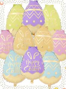 5/10 piezas Globos con forma de huevo de Pascua, Globos de Pascua felices adecuados para fiesta de Pascua, evento, celebración de vacaciones - Globos de Pascua - Ver 3