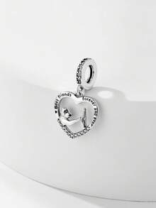 1 Piece Minimalist 925 Sterling Silver Cartoon Doll Shape Pendant Bead DIY Memorial Unisex Birthday Gift - Silver - View 3