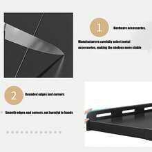 Estante de cocina de 3 niveles con 6 ganchos | Estante multifuncional expandible para horno microondas, estante de almacenamiento de encimera para horno de varios niveles, estante de almacenamiento de artículos, altura ajustable, construcción de hierro con tubos dorados, estantes utilitarios - Negro - Ver 5