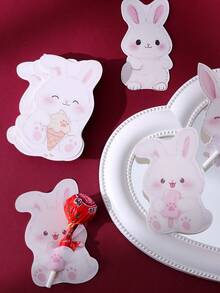 A Pack Of 40 Rabbit Lollipop Card Ideal For Party Favors, Elegant Paper Gift Bags For Easter Festival - متعدد الألوان - مشاهدة 6