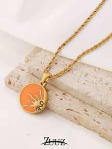 1pc 18K Gold Plated Stainless Steel Colorful Sun Charm Necklace For Women Fashion Female Jewelry Gifts - necklace - View 7