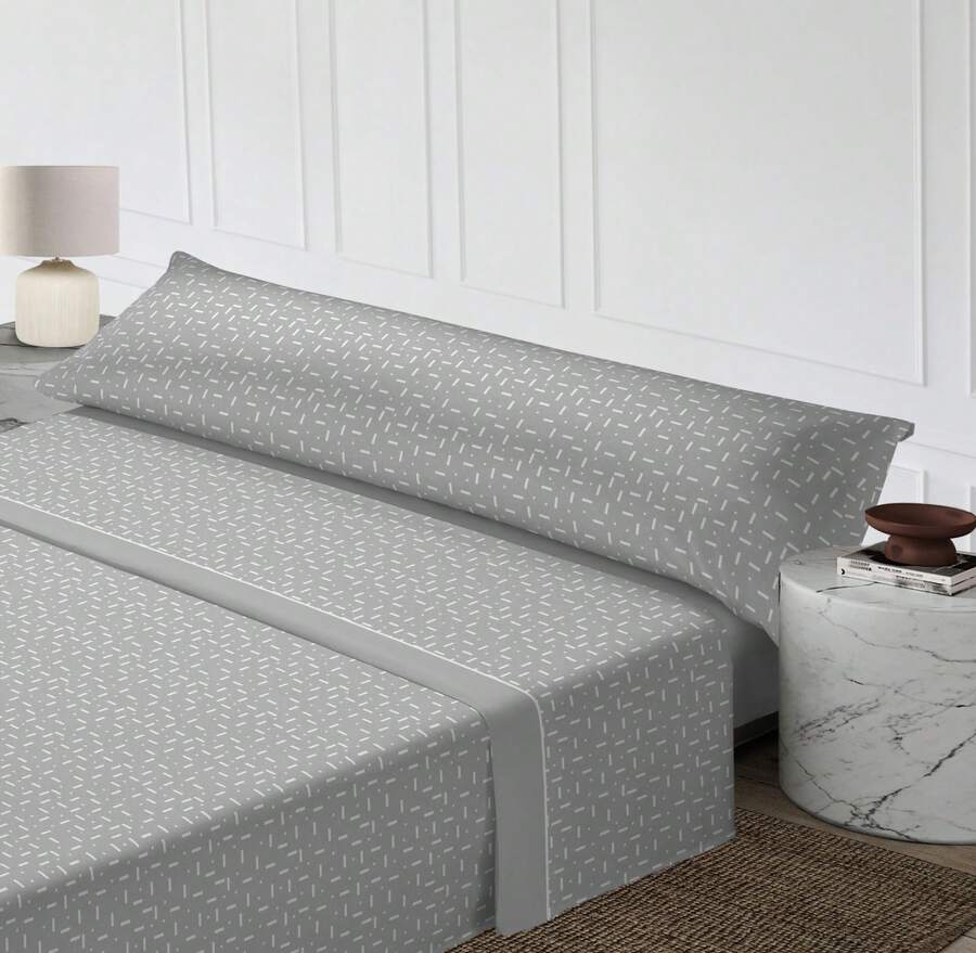 Breathable Sheet Set (50% Cotton), Anti-Pilling Guarantee, Soft And Durable. Includes Flat Sheet, Fitted Sheet, And Pillowcase. - Grey - View 1