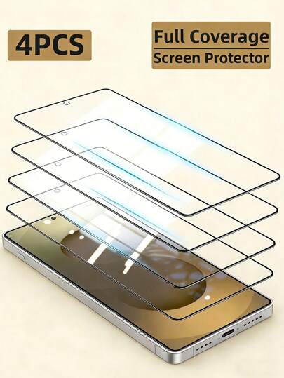 四片装，兼容三星系列钢化玻璃屏幕保护膜，高清钢化玻璃屏幕保护膜，适用于A22 4G/A22 5/ A23 5G/A24/A34 / A25/ A30S A31/ A32 4G/A33 5G/ A40s/A41/ A50/ S23FE/ S24/ S24 Galaxy A71 5G/ A72/A73/A73 4G/ A73 5G Ultra/S24+，防静电、防碎裂、防油污、防刮擦，易于安装。